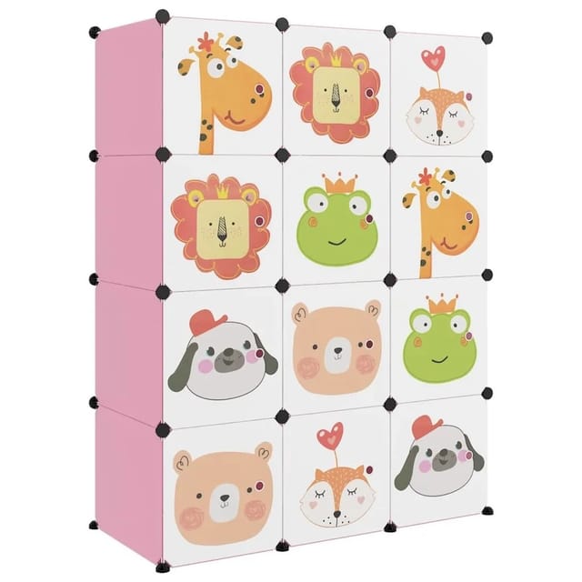 vidaXL Kinderschrank Modular mit 12 Würfeln Rosa PP 340581