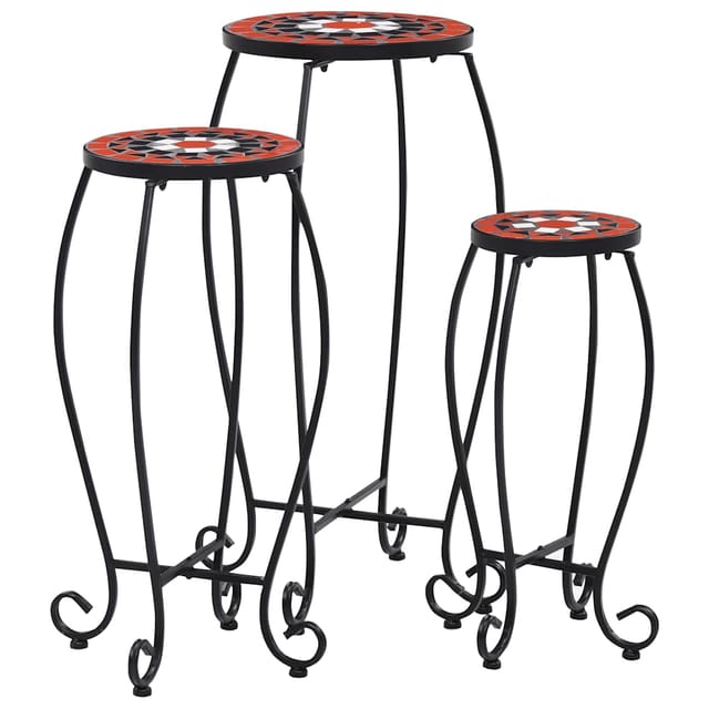 vidaXL Mosaiktische 3 Stk Keramik Terracotta und Weiß 46704