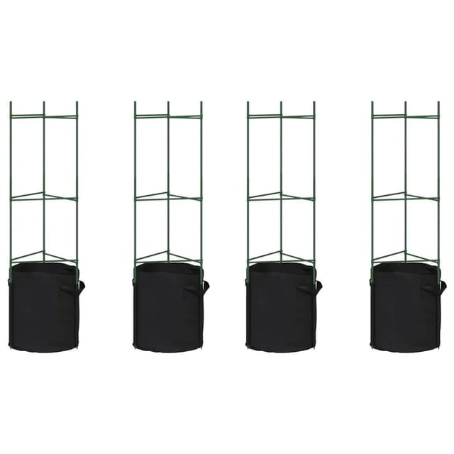 vidaXL Tomatenkäfige mit Pflanzsäcken 4 Stk 116 cm Stahl und PP 3281484