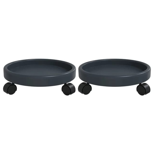 vidaXL Pflanzenroller mit Rollen 2 Stk Grau Durchmesser 34 cm 35 kg 154609