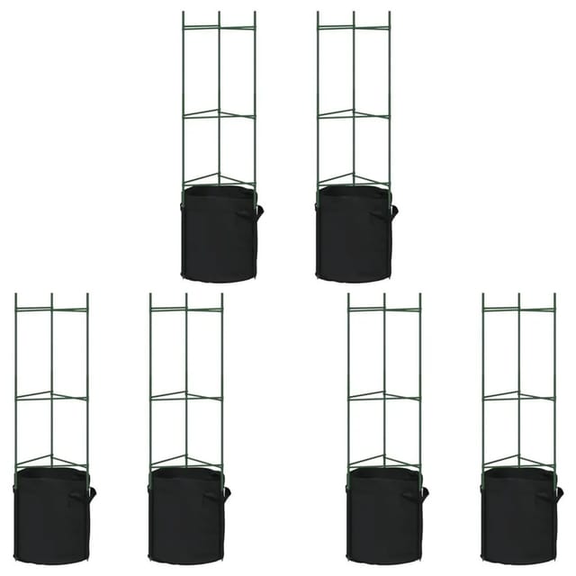 vidaXL Tomatenkäfige mit Pflanzsäcken 6 Stk 116 cm Stahl und PP 3281488