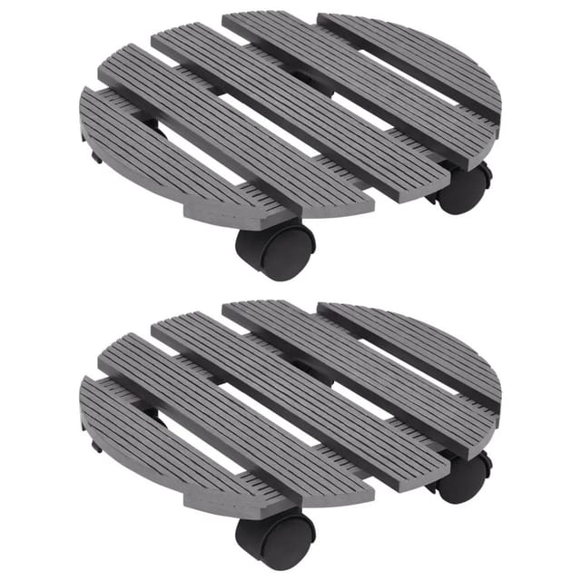 vidaXL Pflanzenroller 2 Stk Grau Ø30x7,5 cm WPC 149032