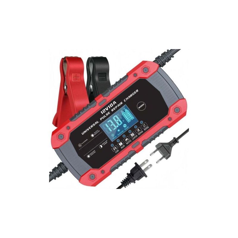 Intelligentes 12v 10a Batterieladegerät Mit Lcd-bildschirm Für Auto-, Motorrad-, Lkw-, Agm-, Gel- Und Sla-batterien