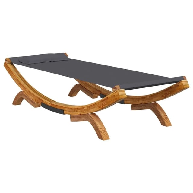 vidaXL Sonnenliege 100x188,5x44 cm Bugholz Massiv Anthrazit 313948