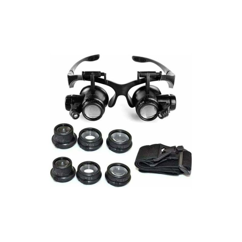Vurahome – Stirnbandlupe, Vergrößerungsbrille Mit Led-licht, 10-fache, 15-fache, 20-fache Und 25-fache Vergrößerung