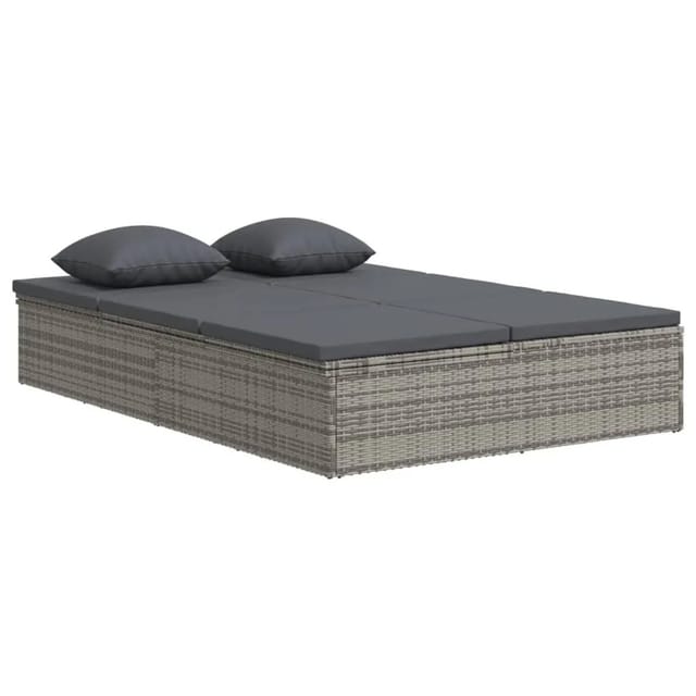 vidaXL Sonnenliege mit Auflagen Poly Rattan Dunkelgrau 317240