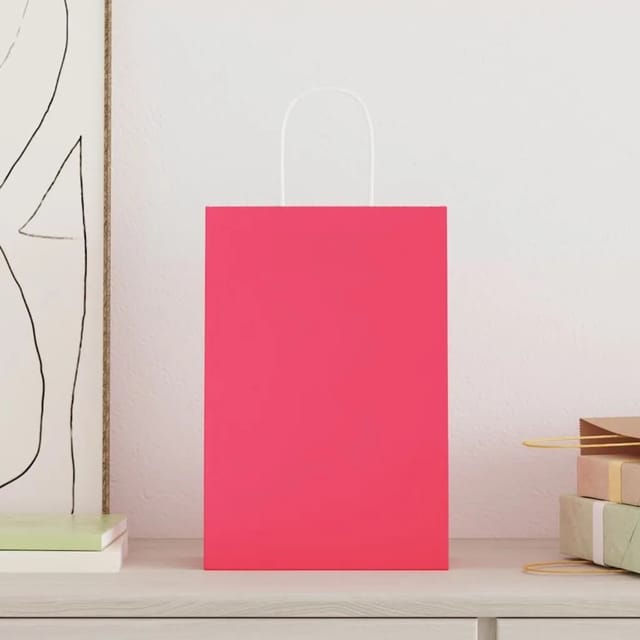 vidaXL Papiertragetaschen 50 Stk mit Henkeln Rosa 21x11x31 cm 4101658