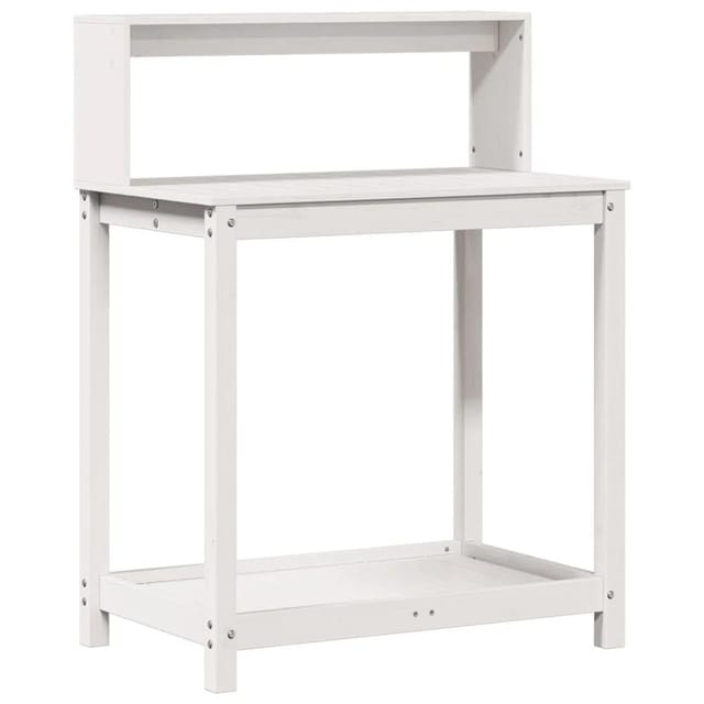 vidaXL Pflanztisch mit Ablagen Weiß 82,5x50x109,5 cm Massivholz Kiefer 832408