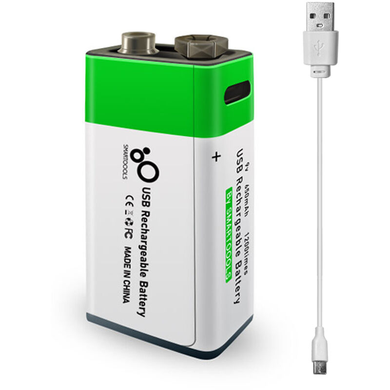 Wiederaufladbare 9-v-lithiumbatterie Vom Typ C-anschluss, 650 Mah, Hohe Kapazität, Konstantspannung, Schnellladefunktion, Umweltfreundliche, Wiederverwendbare Batterie Für Mikrofongitarre, 1 Batterie