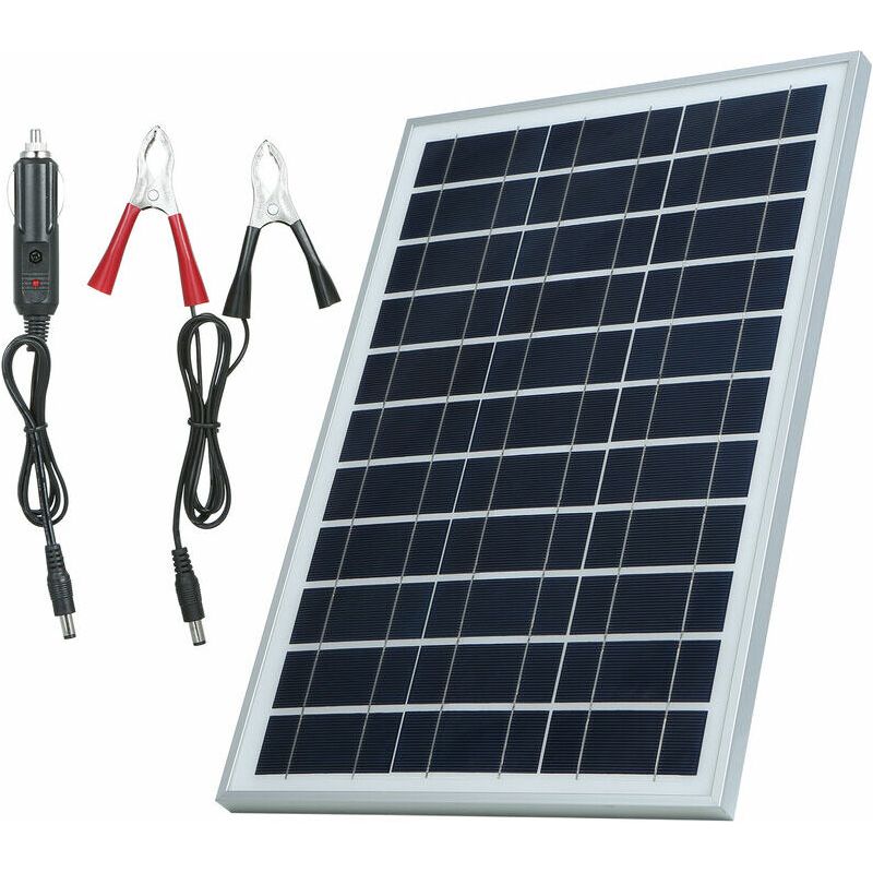 Vurahome – 60-w-hochleistungs-polykristallin-solarpanel-set, Dc 5/18 V, Ip65 Wasserdicht, Mit 1 Dc-krokodilklemmen-ausgangskabel/1 Kfz-ladegerät, Tragbares Modell Plus Rahmen