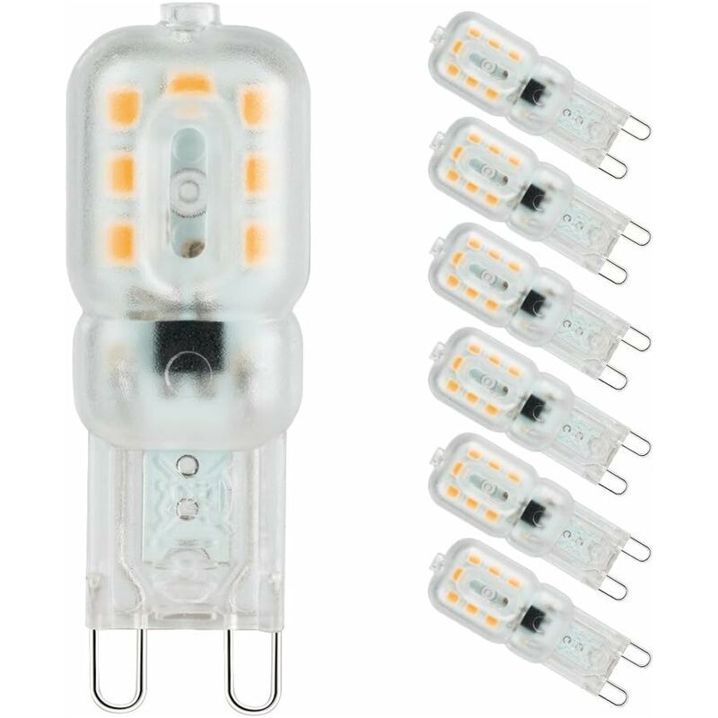 Vurahome – G9 Led-lampe, Warmweiß 3000 K, 3 W G9 Led (entspricht 33 W Halogenlampe), 220–240 V Wechselstrom, 360° Abstrahlwinkel, [energieeffizienzklasse A+] Guazhuni 6er-pack