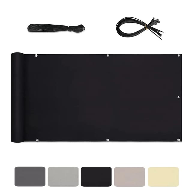 Sekey Balkonsichtschutz Polyester Blickdichte Windschutz Reißfest Schwarz 90x600cm