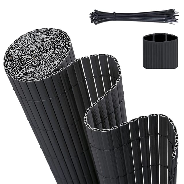 Sekey PVC Sichtschutzmatte mit Kabelbindern Doppelte Verstärkung Innen 120x300cm Anthrazit
