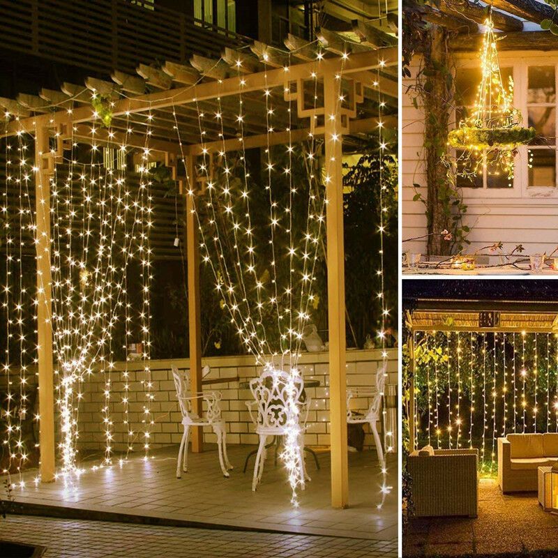 Vurahome – Led-lichterkette, 3 M X 3 M, Für Gartenpavillons, Pergolen, Partys, Weihnachten, Warmweiß