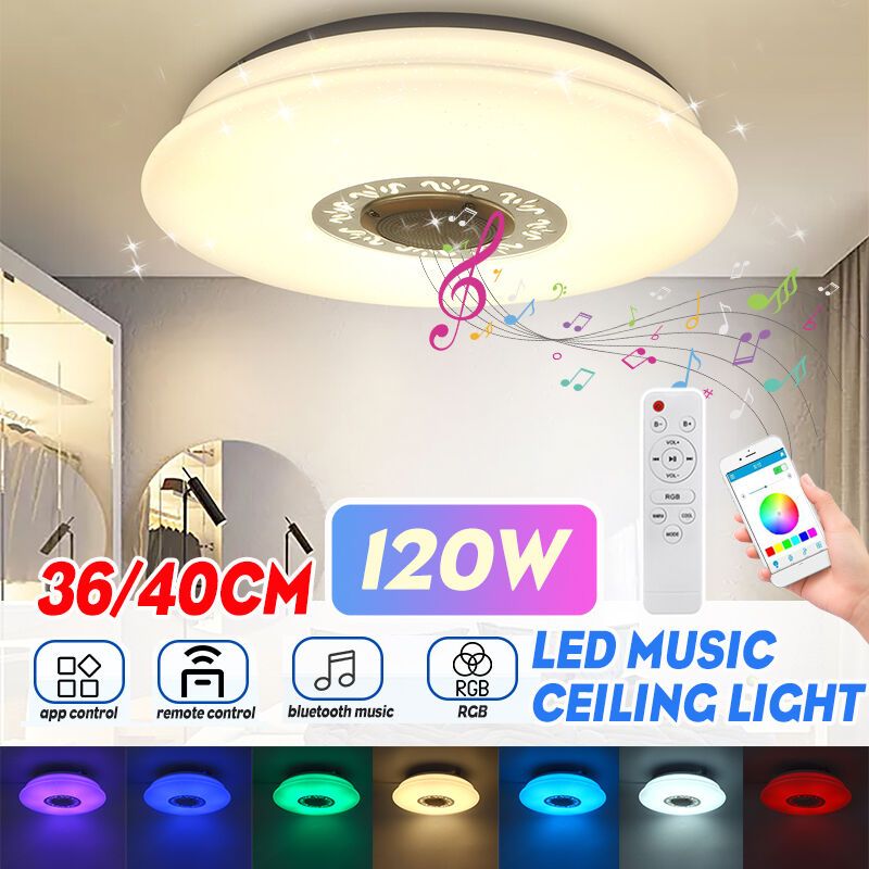 Vurahome – Bluetooth-led-deckenleuchte Mit 256 Rgb-farben, Integriertem Lautsprecher, Dimmbar, Per App Steuerbar, 40 Cm, 150 W