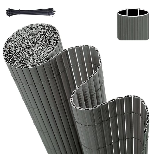 Sekey PVC Sichtschutzmatte mit Kabelbindern Doppelte Verstärkung Innen 100x500cm Grau