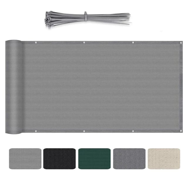 Sekey Balkonsichtschutz HDPE Leicht Transparent UV Schutz 90x600cm Hellgrau
