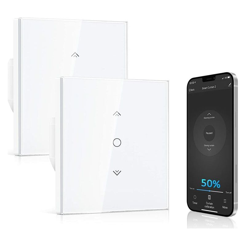 Vurahome – 【prozentuale Funktion】intelligenter Rollladenschalter, Kompatibel Mit Alexa Und Google Home, Wlan-rollladenschalter, Fernbedienung/timer, Neutralleiter Erforderlich
