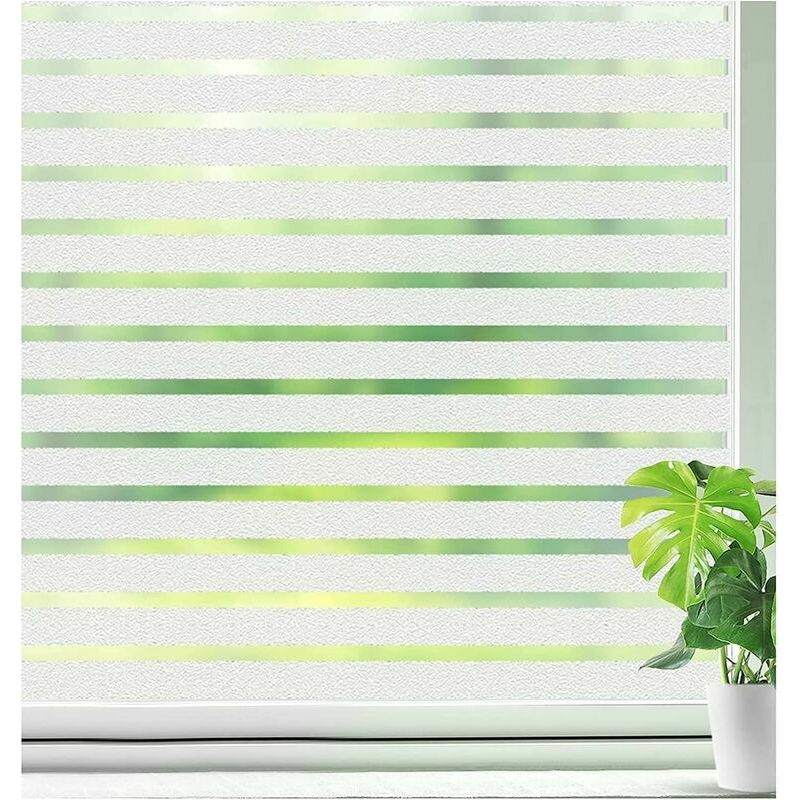 Vurahome – Blendschutzfolie, Elektrostatische Fensterfolie, Blickdichte Fensterfolie, Selbstklebende Fensterfolie, Milchglasfolie Mit Streifen – Für Büro, Schlafzimmer, Küche, Zuhause, 45 X 200 Cm