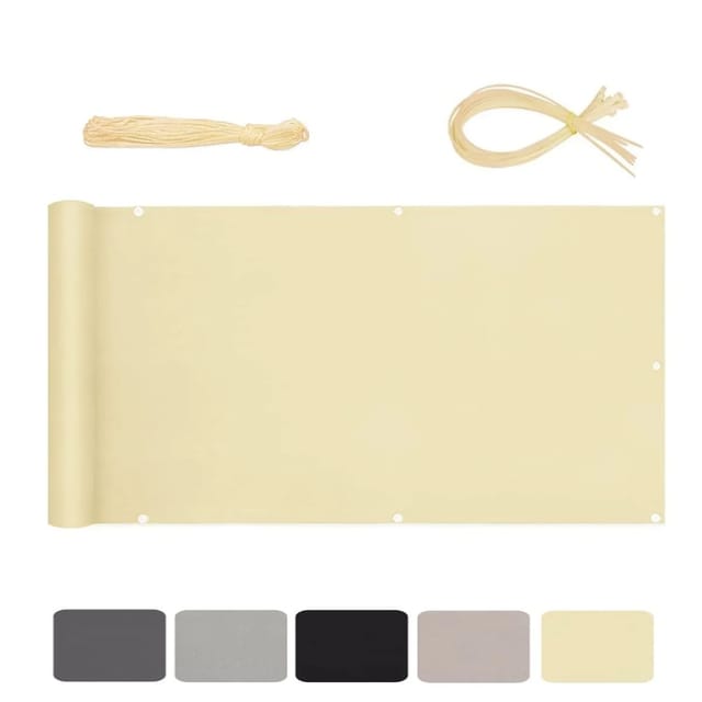 Sekey Balkonsichtschutz Polyester Blickdichte Windschutz Reißfest Beige 90x500cm