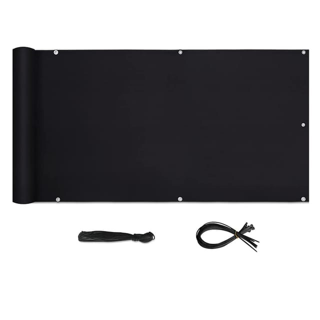Sekey Balkonsichtschutz Polyester Blickdichte Windschutz Reißfest Schwarz 75x300cm