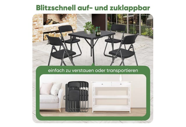 Sekey Garten Essgruppe PE Rattan Gartenmöbel Set für 4 Personen