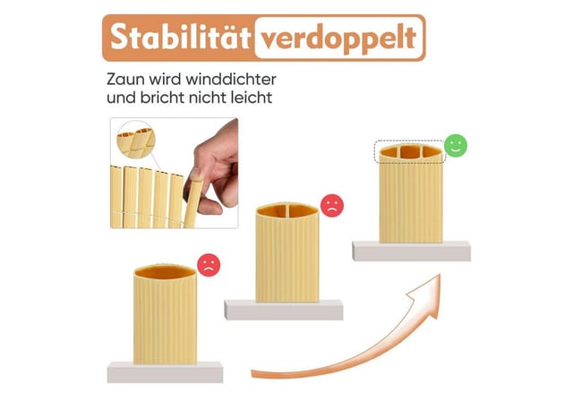 Sekey PVC Sichtschutzmatte mit Kabelbindern Doppelte Verstärkung Innen 100x300cm Bambusgelb