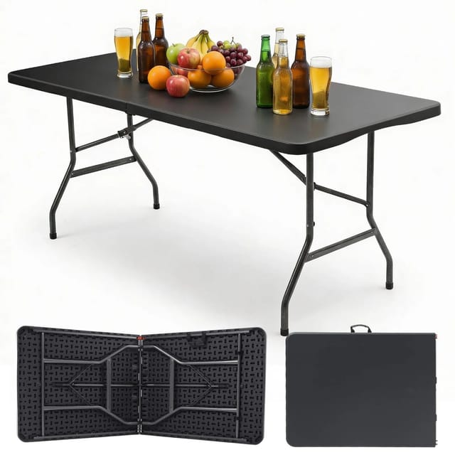 Sekey Buffettisch Campingtisch Klappbar Kunststoff 150cm Schwarz