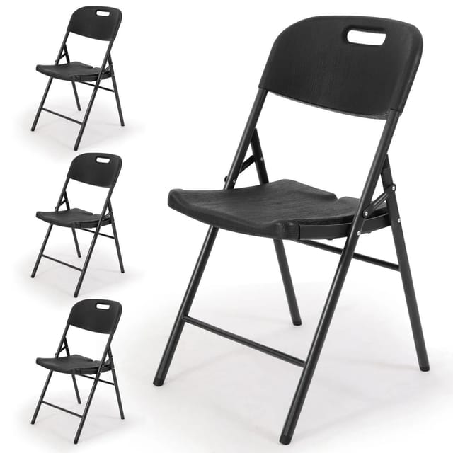 Sekey Klappstuhl bis 150KG Schwarz Holzoptik 4er Set