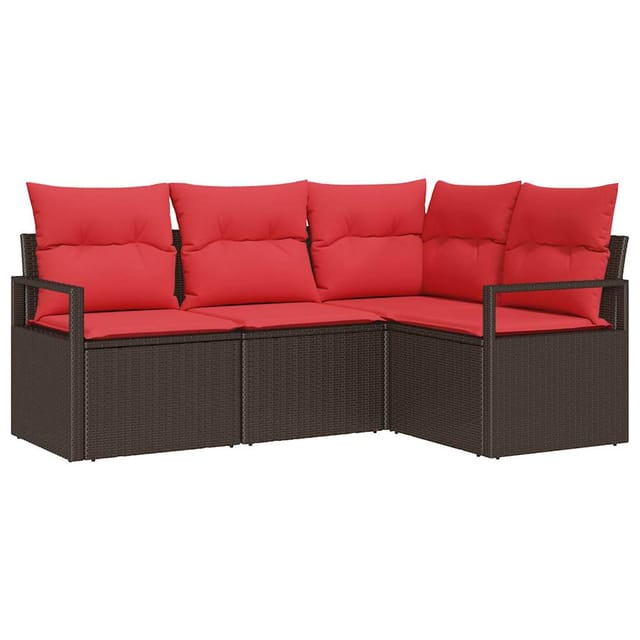 vidaXL Sofa Set 4-Tlg Braun Poly-Rattan 3346364