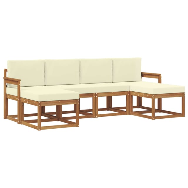 vidaXL Outdoor-Sofagarnitur 6-Tlg Natur und Creme Holzwerkstoff 3366768