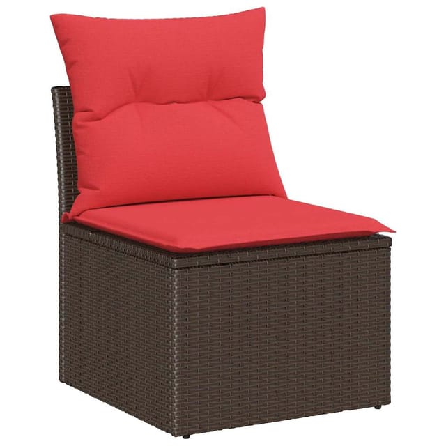 vidaXL Sofa Set mit Kissen 5-Tlg Braun Poly Rattan 3346374