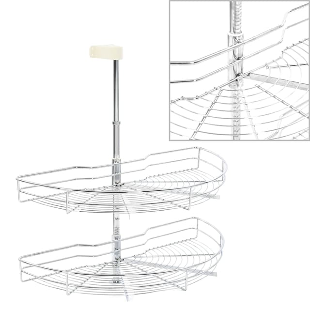 vidaXL 2 Stufiger Küchen-Drahtkorb Silbern 180 Grad 75x38x80 cm 50972