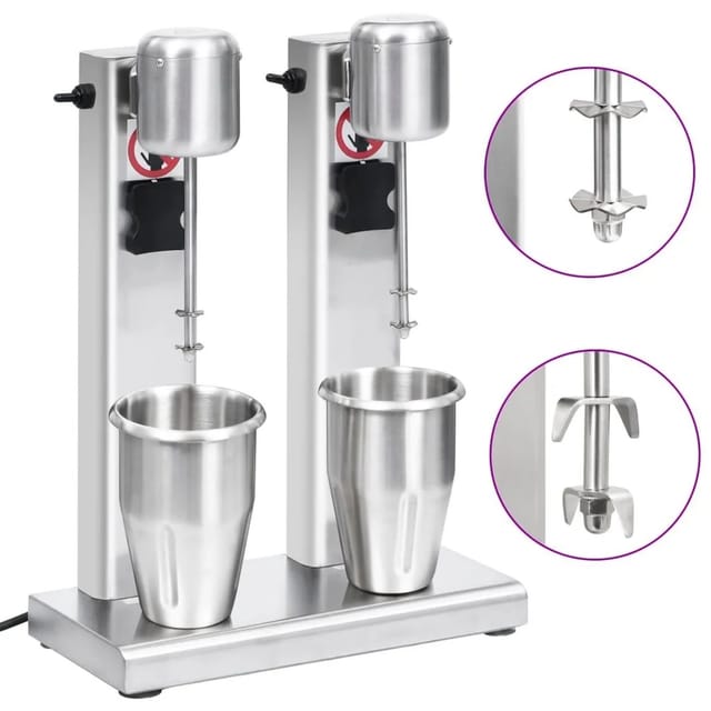vidaXL Milchshake-Mixer mit Zwei Bechern Edelstahl 2 L 51086