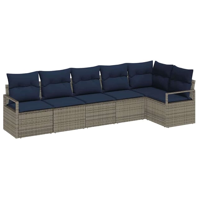 vidaXL Sofa Set 6-Tlg Grau Poly-Rattan 3346405