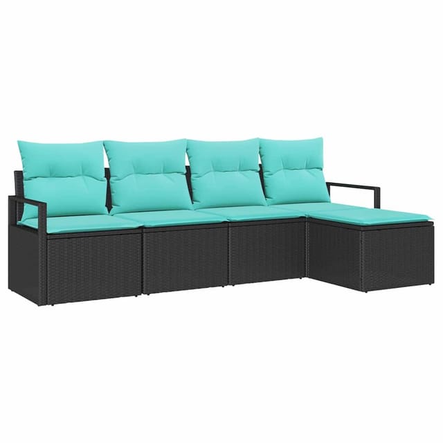 vidaXL Sofa Set 5-Tlg Schwarz Poly-Rattan 3346346