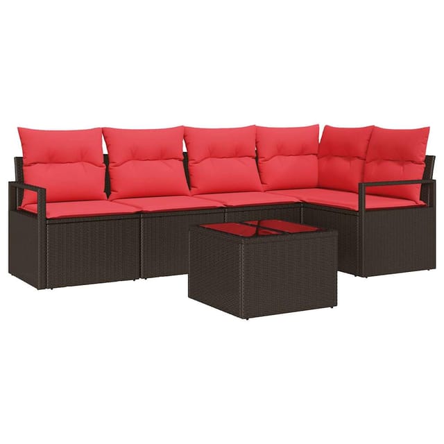 vidaXL Sofa Set 6-Tlg Braun Poly-Rattan 3346394