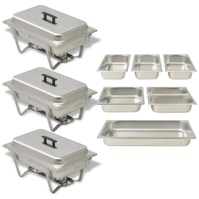 vidaXL Chafing Dish Set 3 Tlg Edelstahl 50529