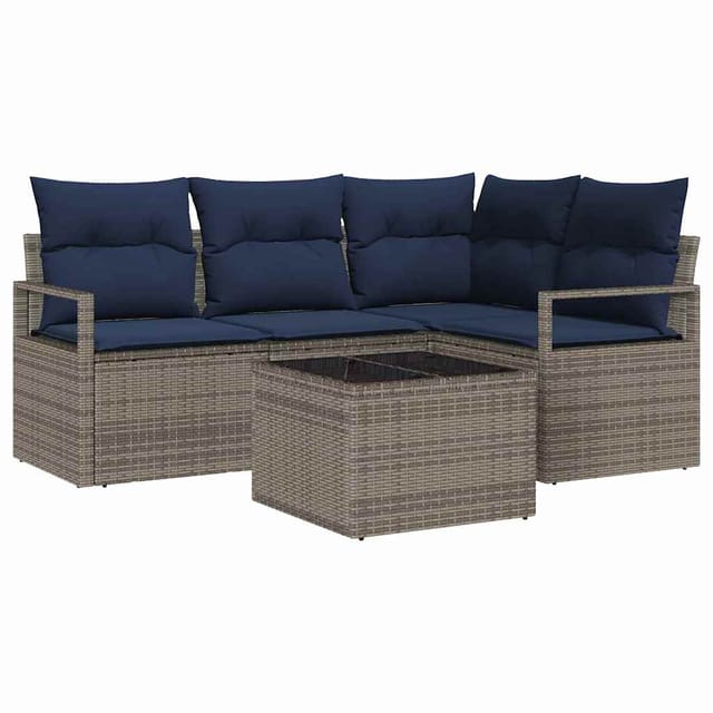 vidaXL Sofa Set 5-Tlg Grau Poly-Rattan 3346375