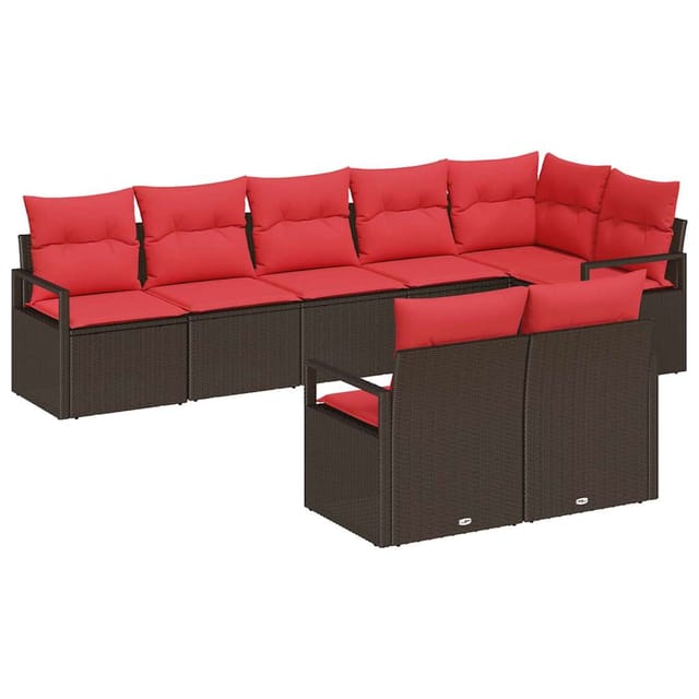 vidaXL Sofa Set mit Kissen 8-Tlg Braun Poly Rattan 3346434