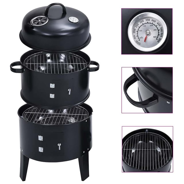vidaXL 3-in-1 Holzkohlegrill Räucherofen 40x80 cm 46613