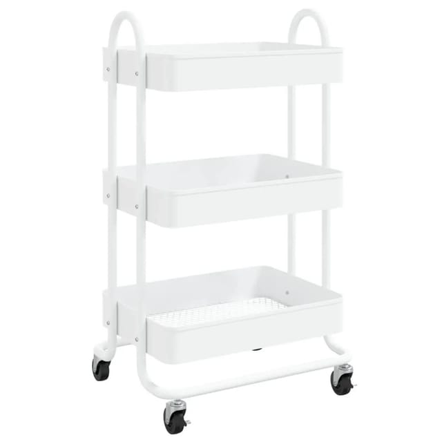 vidaXL 3-Etagen-Wagen Weiß 43x34x79 cm Stahl 335866