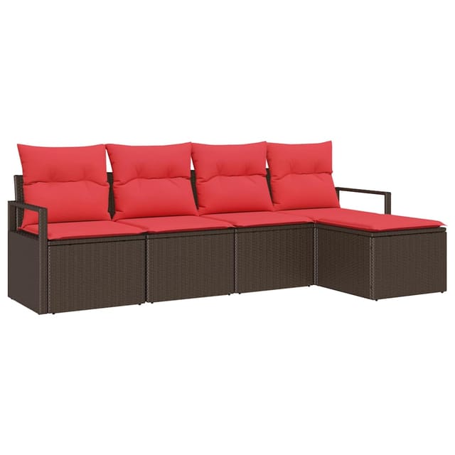 vidaXL Sofa Set mit Kissen Braun Poly Rattan 3346344