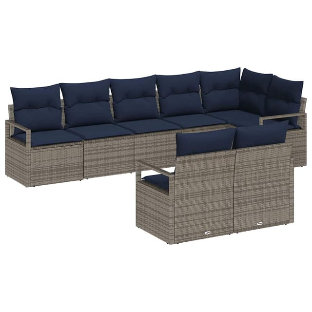 vidaXL Sofa Set 8-Tlg Grau Poly-Rattan 3346435