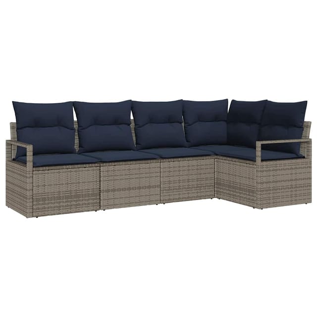 vidaXL Sofa Set 5-Tlg Grau Poly-Rattan 3346385