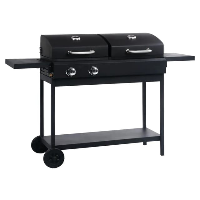 vidaXL Gas- und Holzkohle-Grill mit 2 Brennern 47386