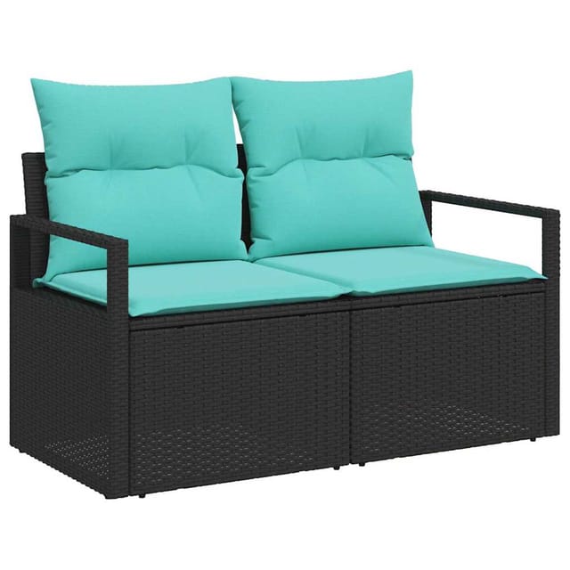 vidaXL Sofa Set 6-Tlg Schwarz Poly-Rattan 3346356
