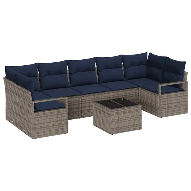 vidaXL Sofa Set 8-Tlg Grau Poly-Rattan 3346305