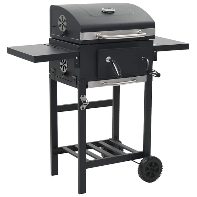 vidaXL Holzkohlegrill mit Unterer Ablage Schwarz 44280