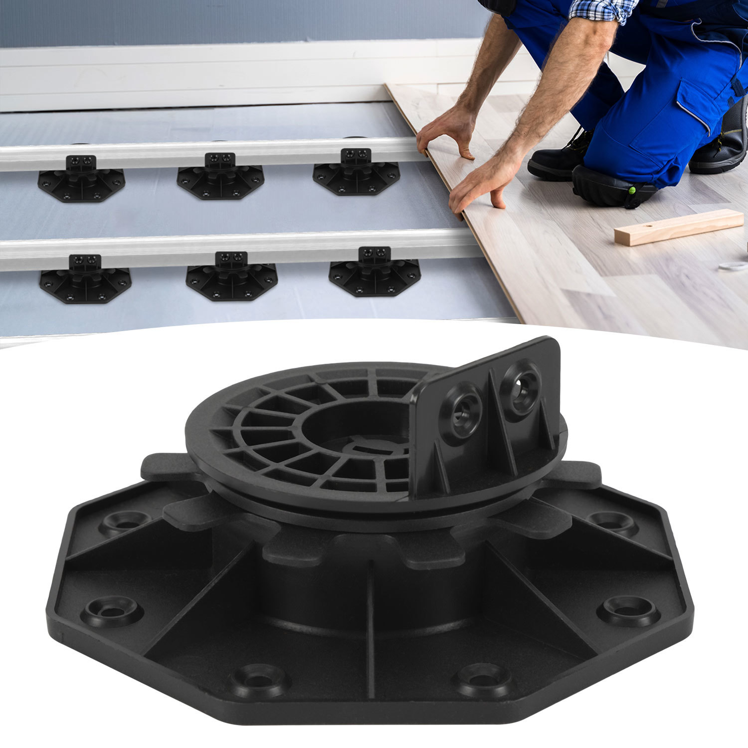 Randaco Soporte Regulable Para Terraza Madera Composite 40-70 Mm Superficie Mate 0-5% Pendiente 30 Piezas